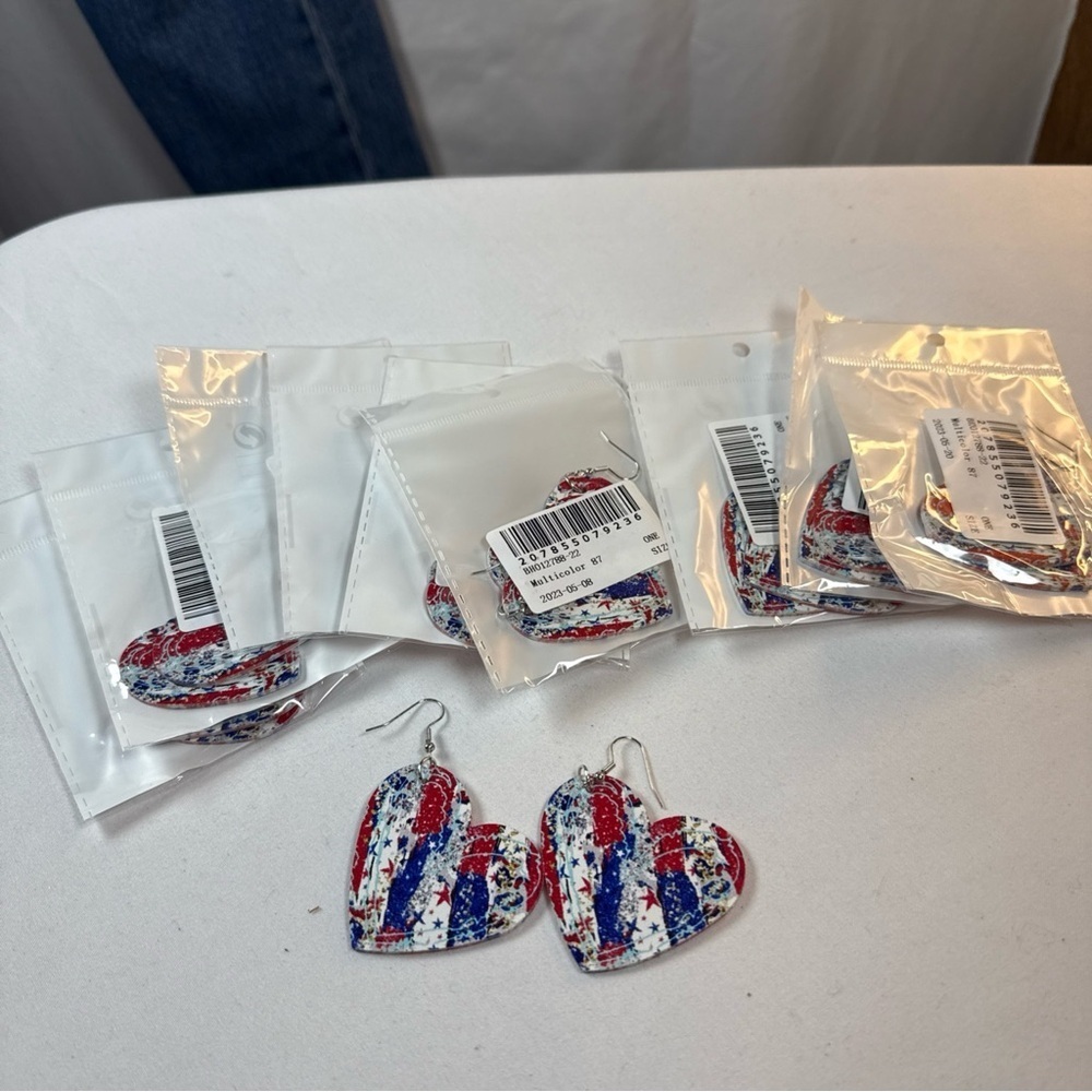 American Heart Dangle Earrings NWT lot of 10